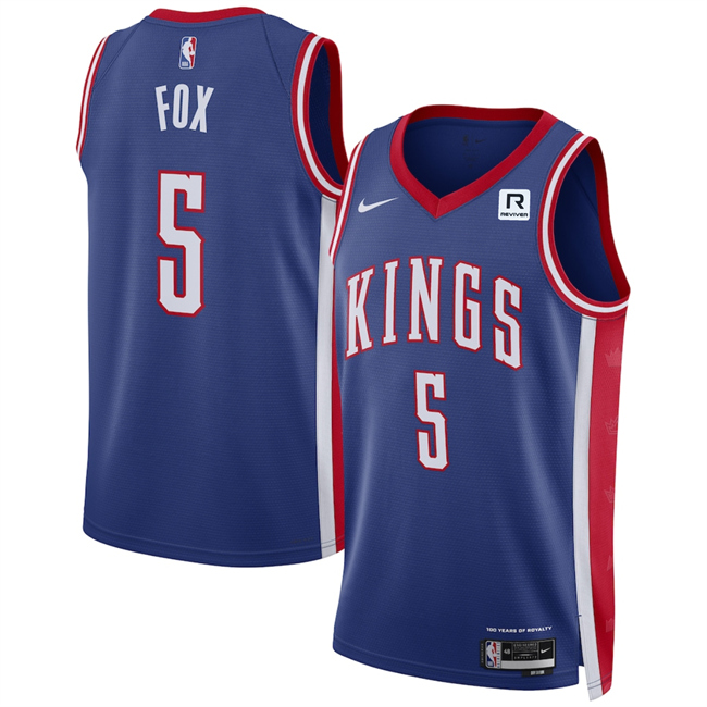 Men's Sacramento Kings #5 De'Aaron Fox Blue 2024/25 City Edition Stitched Basketball Jersey